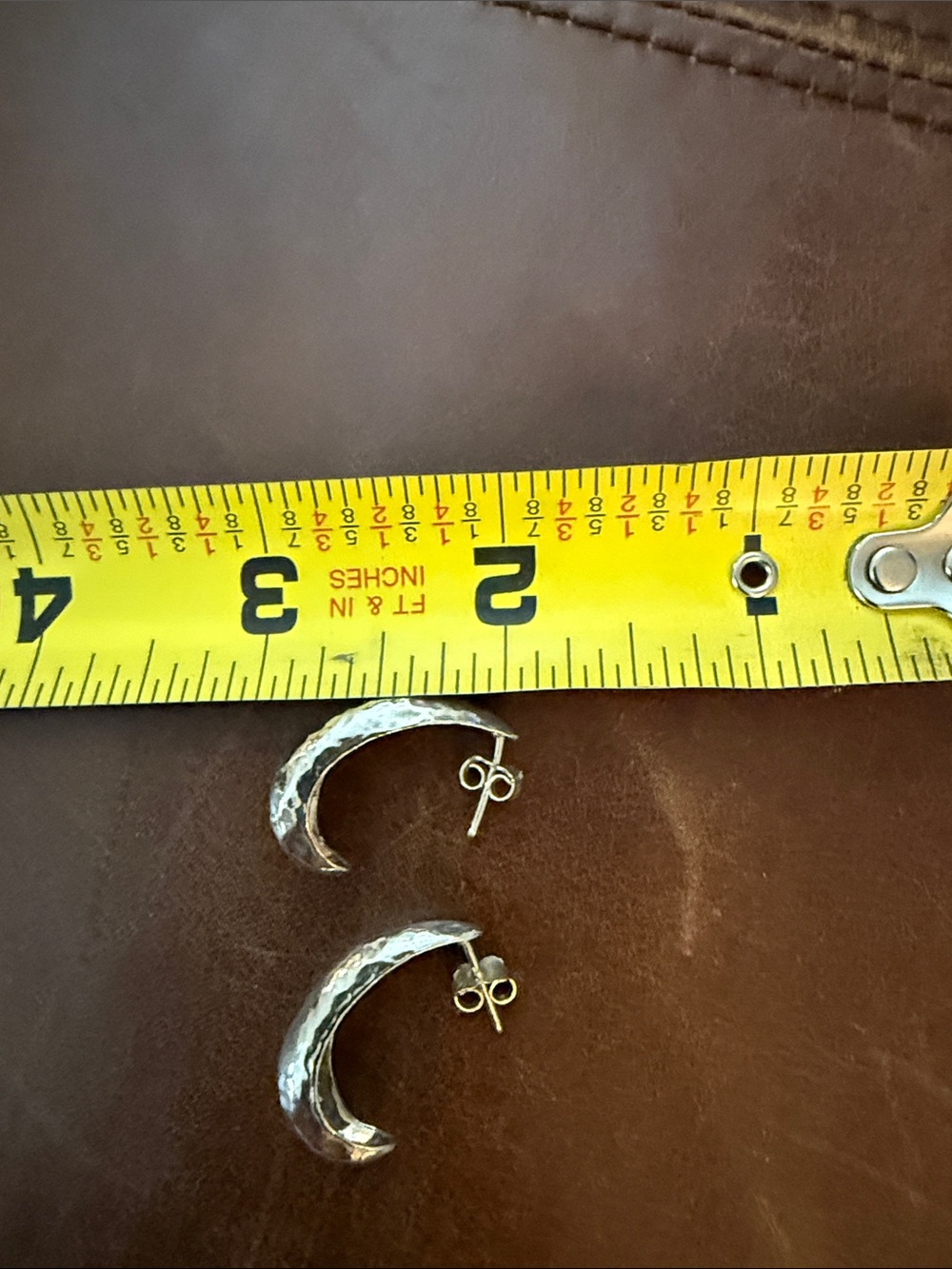 NEW Sterling Silver Hammered Half Hoop Earrings - Picture 8 of 8